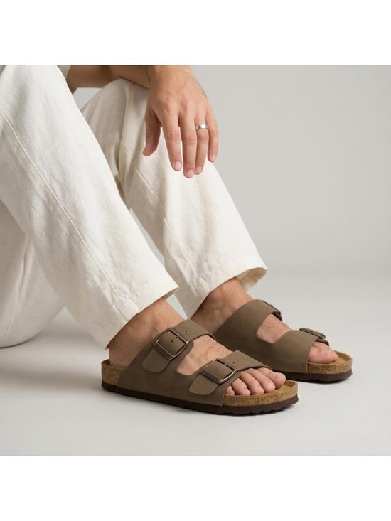 Men\'s Brown Lane Cork Footbed Sandals Adjustable Buckle Comfort Slides main image 4